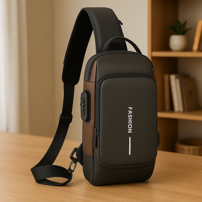 Guardião Urbano: Mochila Masculina à Prova d'Água com Cadeado Anti-Roubo