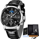 Relógio Masculino Casual de Luxo em Couro - LIGE Aqua Lux