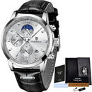 Relógio Masculino Casual de Luxo em Couro - LIGE Aqua Lux