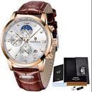 Relógio Masculino Casual de Luxo em Couro - LIGE Aqua Lux